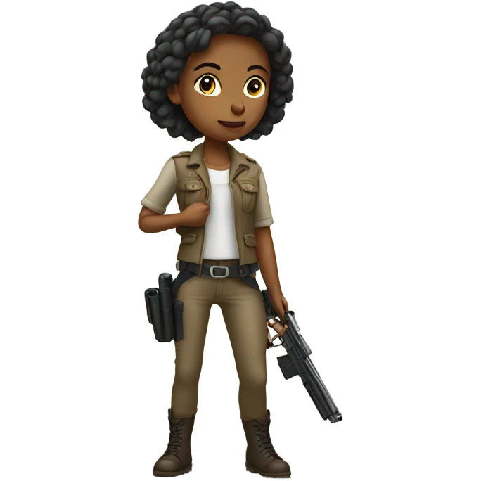 girl with gun in nature emoji