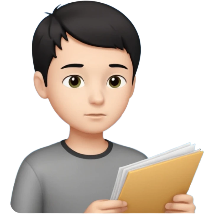 boy with short black hair, ocean air, perfectlist emoji