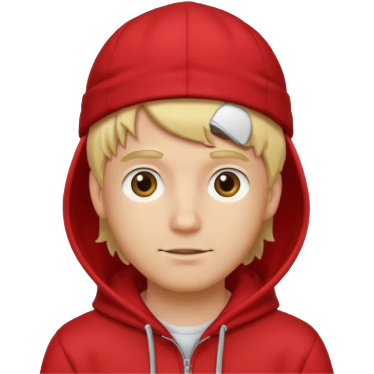 blonde guy with cap and red hoodie emoji