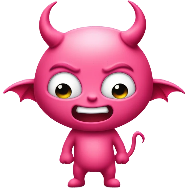 Cute pink devil bow down emoji