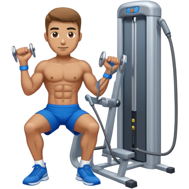 fit man with blue shorts using cable-machine emoji