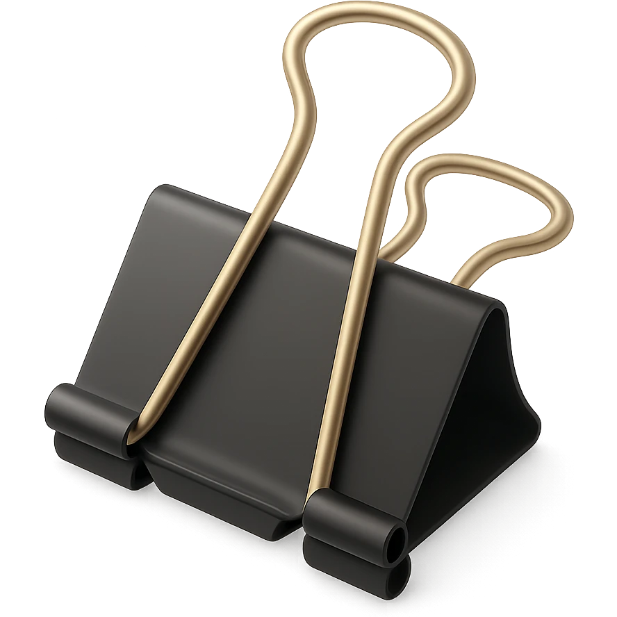 a large binder clip in 3D black style emoji