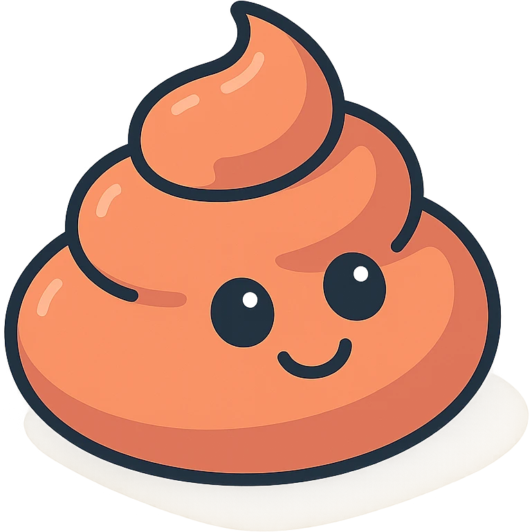 happy poop with eyes, 2D isometric style, soft rounded shapes, detailed shadows and highlights, clean contours, pastel palette, modern illustration emoji
