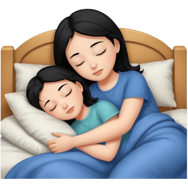 girl with black hair in short sleeves sleeping at home emoji