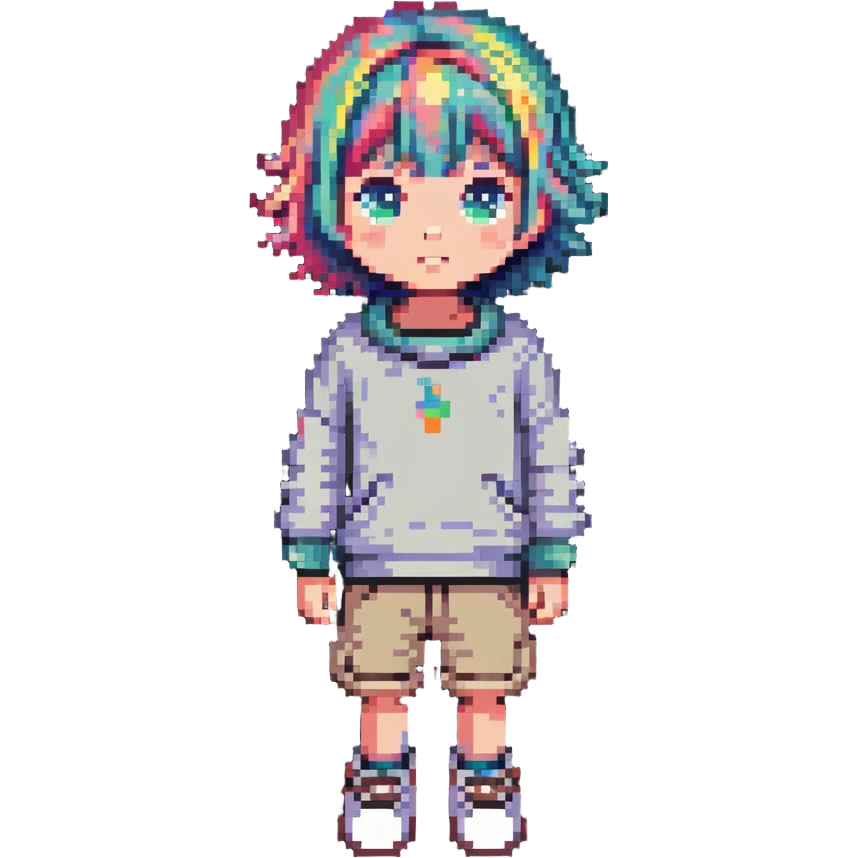 kid with short colorful hair and neutral clothing emoji
