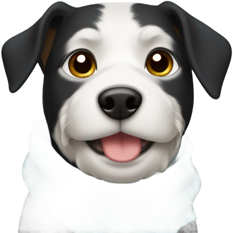 black dog with white chest wearing a scarf emoji