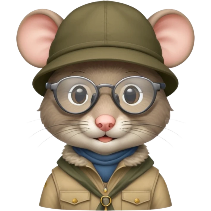 humaniod mice with a scout hat with glasses emoji