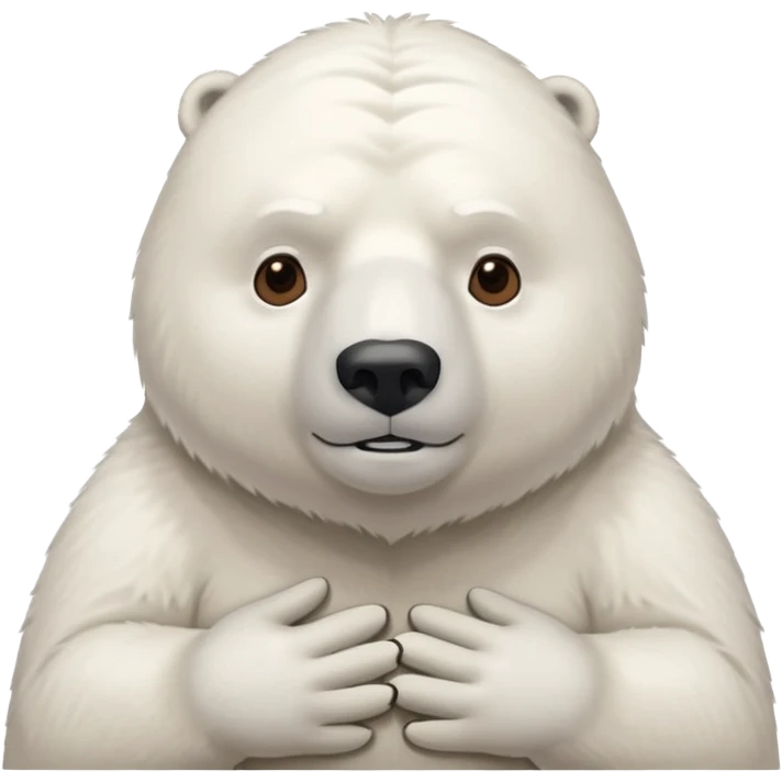 Make a humanoid polar bear shrugging, he must look doubtful, showing only from chest above, no legs emoji