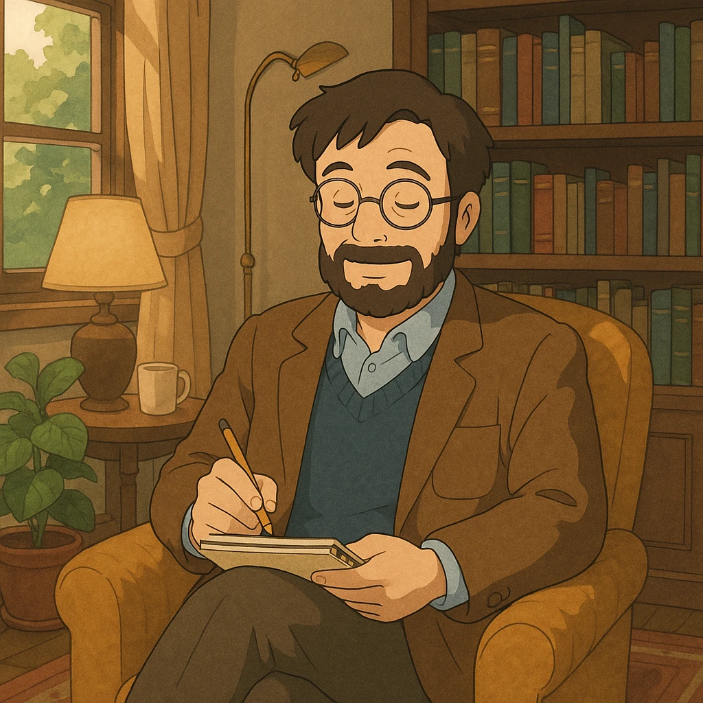 therapist in a cozy office, ghibli style emoji