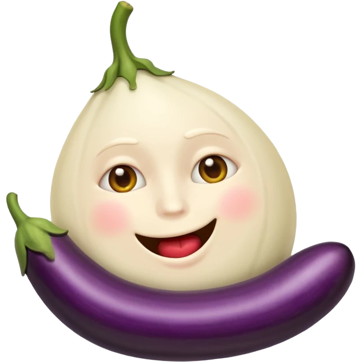 🫩 emoji with aubergine 🍆 in mouth emoji