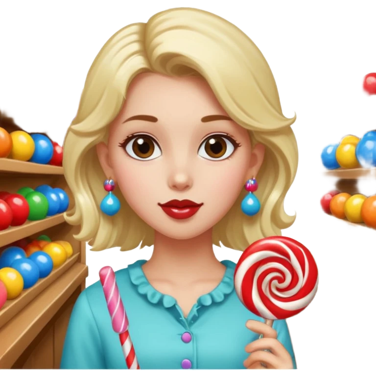 very pretty candy shop girl face with unique hair and earrings emoji