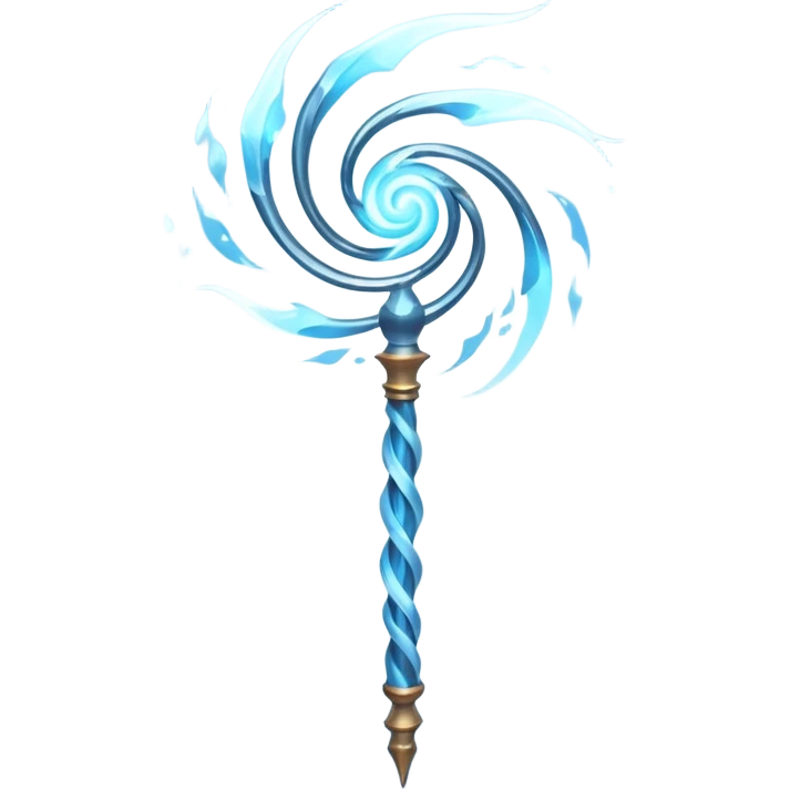 wind elemental staff object icon, fantasy magic staff, swirling wind aura, light blue glow, floating air particles, elegant design, 3D cartoon, mobile game icon style, centered, clean background, soft shadow, no text, no watermark
 emoji