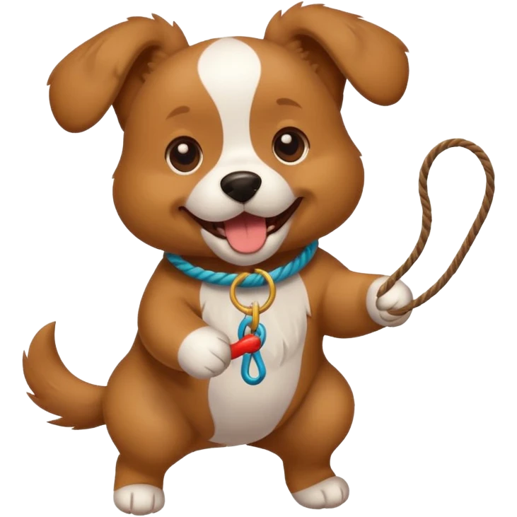 dog playing with a string toy emoji