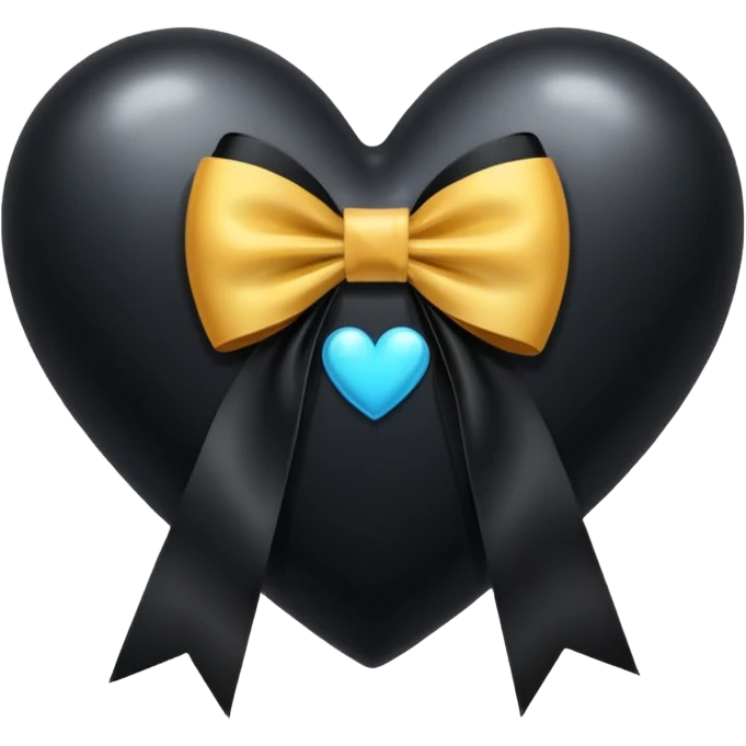 Black heart with black bow, explore emoji