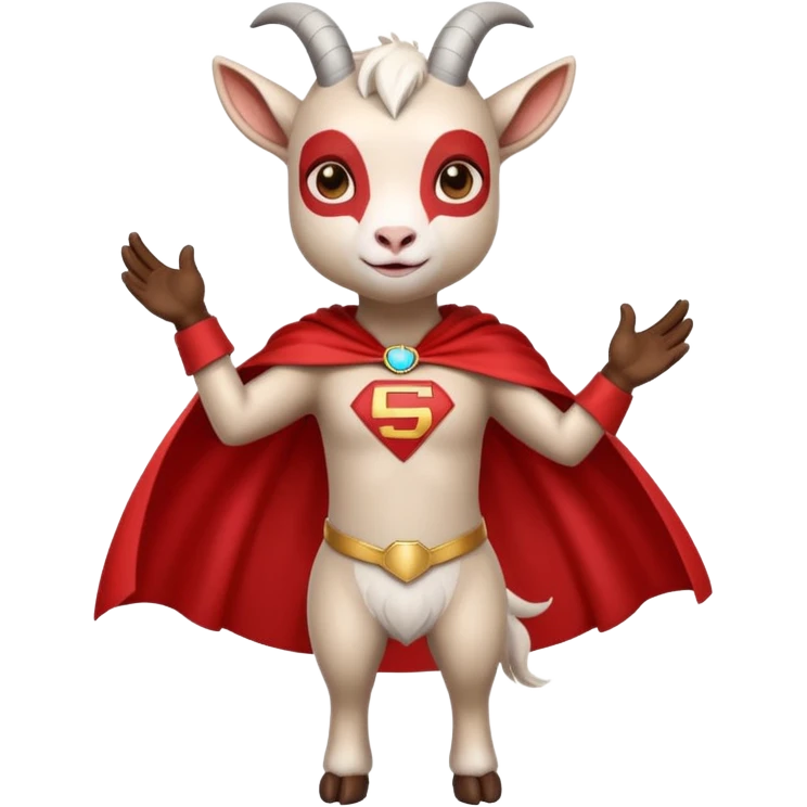 white female goat wearing a read cape like superman emoji