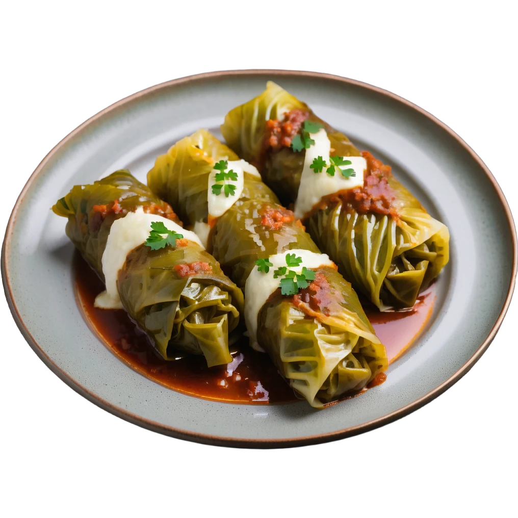 sarma traditional stuffed cabbage rolls on a plate emoji