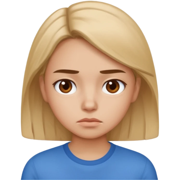 girl in a blue shirt looking uninterested emoji