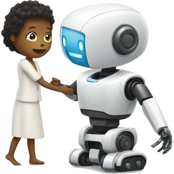 human interacting with robot emoji