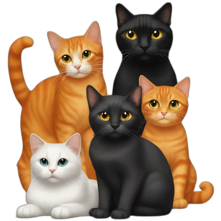 Orange cat, siames cat and black cat emoji