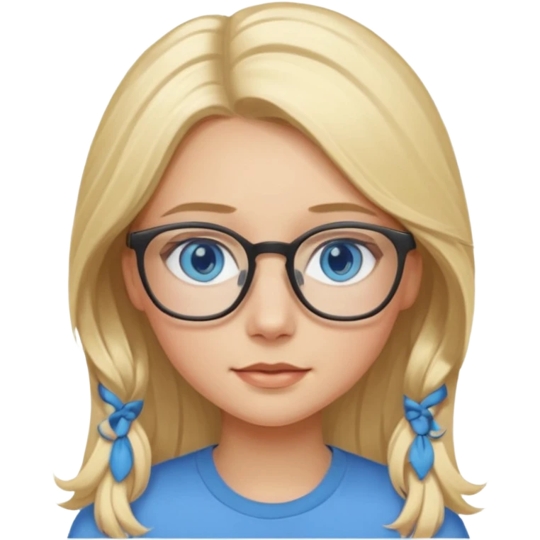 Blonde girl wearing glasses with blue eyes and long hair emoji