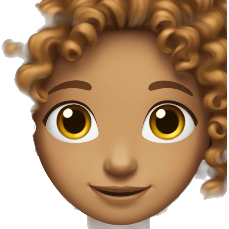 tan skin curly brown hair smileing girl emoji