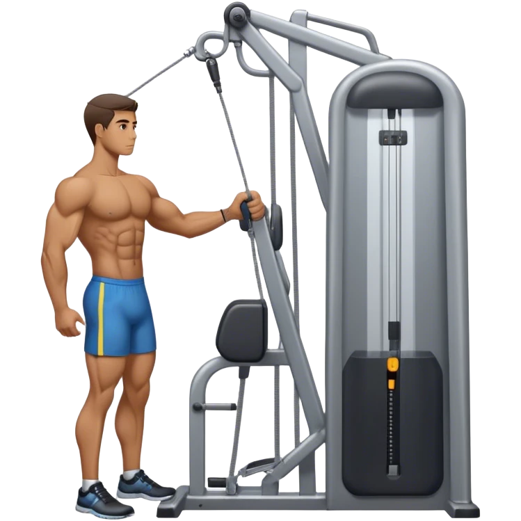 side-view man standing cable-machine tricep-pushdown emoji