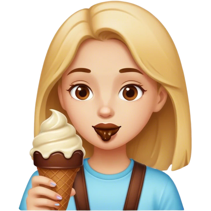 A girl eating chocolate ice cream  emoji
