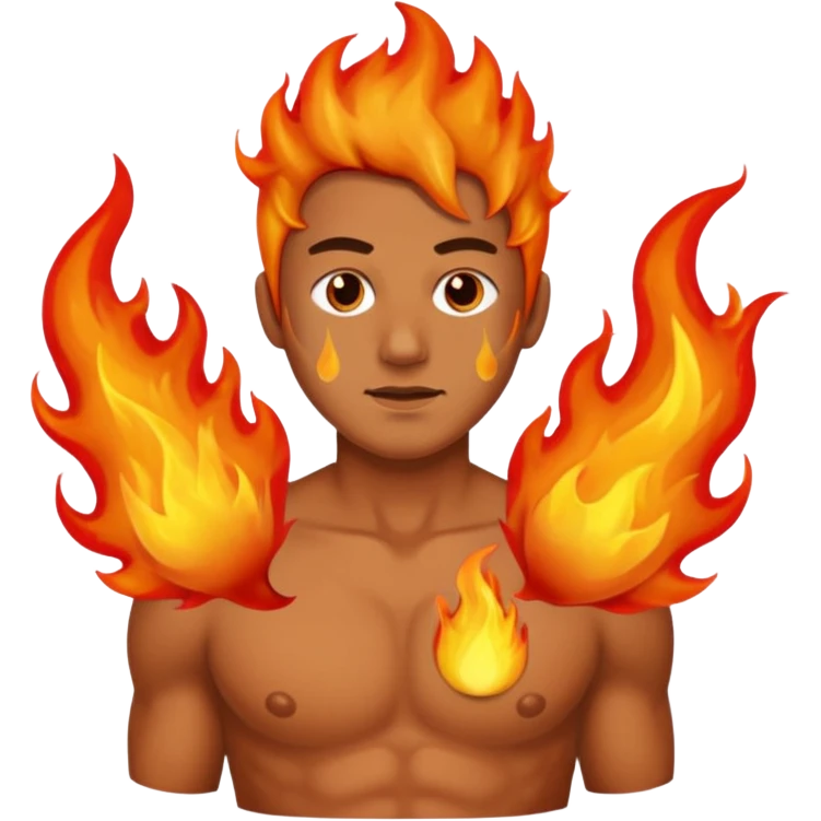 A man; left nipple on fire emoji