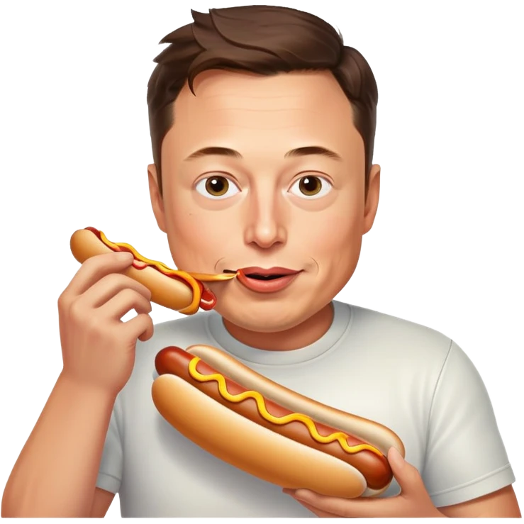 elon musk eating a hot dog with no bun emoji