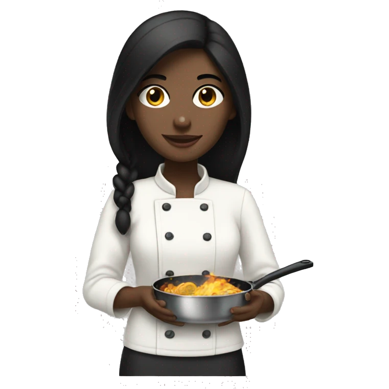 Pale girl with black hair cooking  emoji