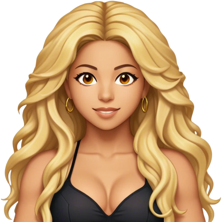 Cinematic Realistic portrait of Shakira, shown as a dynamic pop icon with expressive features and detailed modern attire, illuminated by vibrant, energetic lighting that highlights her global influence emoji