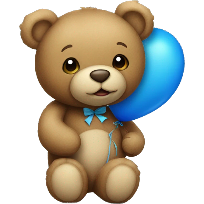 Teddy bear holding blue balloons emoji