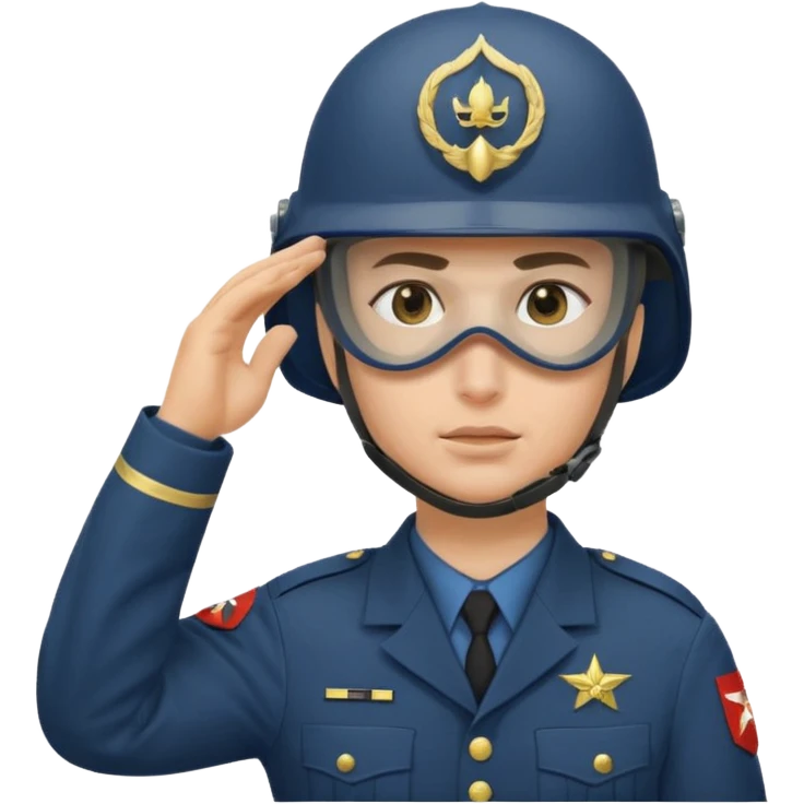 Soldier saluting with helmet + mask emoji