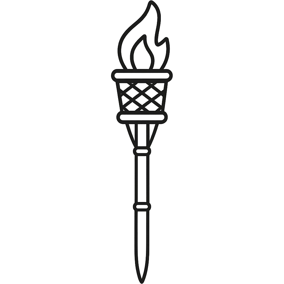 hand-drawn outline style bamboo torch icon emoji