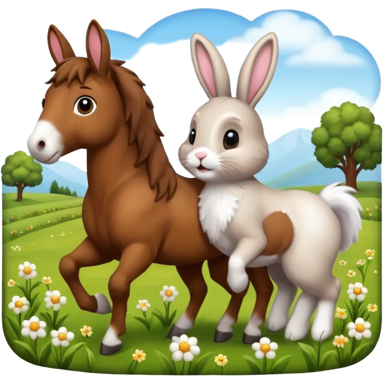 horse and a bunny playing emoji