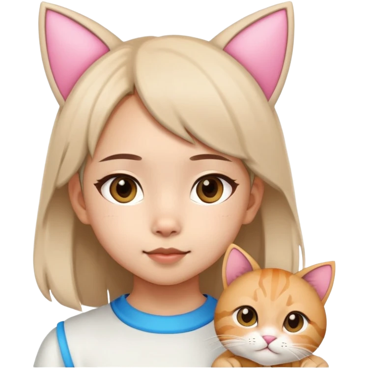 7 years old asian girl with a cat ears emoji