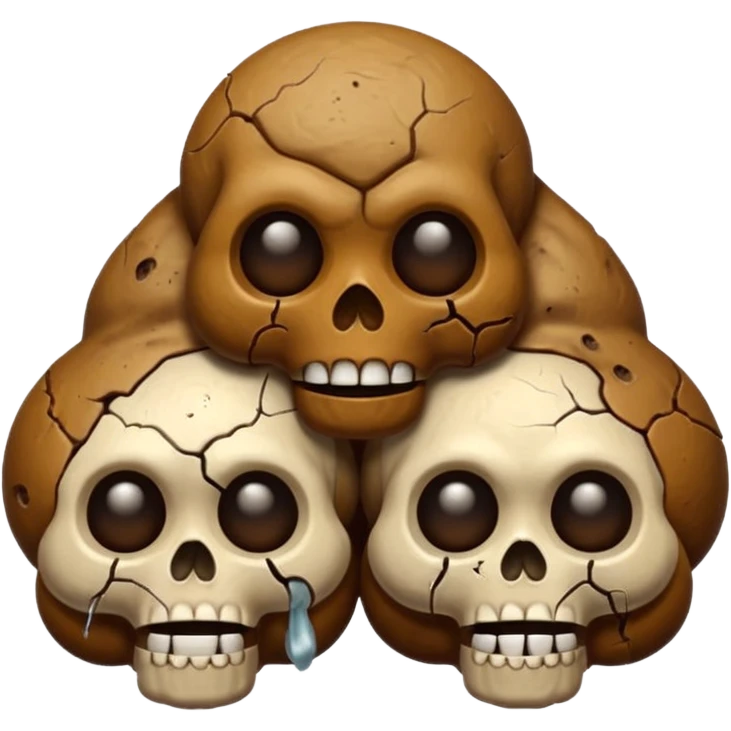 ((cartoon poop emoji))with  3 skulls emoji