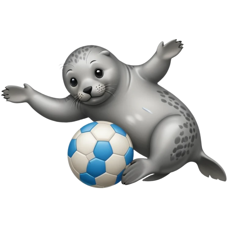 full body grey seal with a ball on its nose emoji