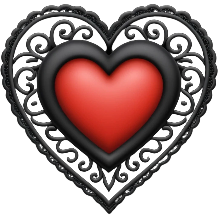 goth heart with a black lace lock emoji