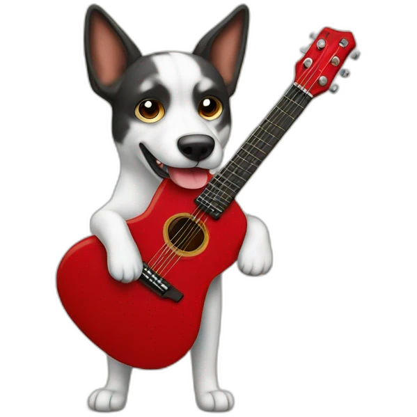 Dog with red guitar funny silly emoji