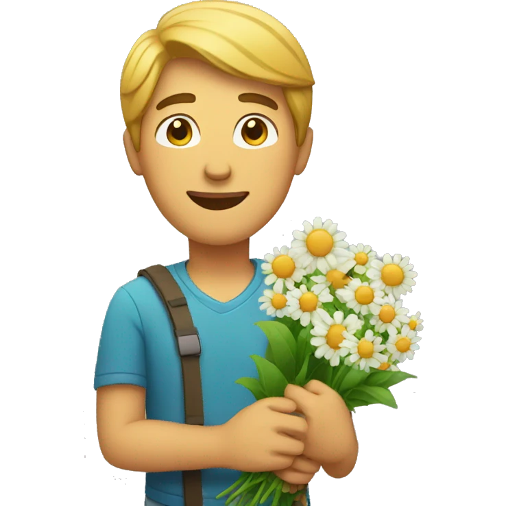 Guy holding flowers  emoji