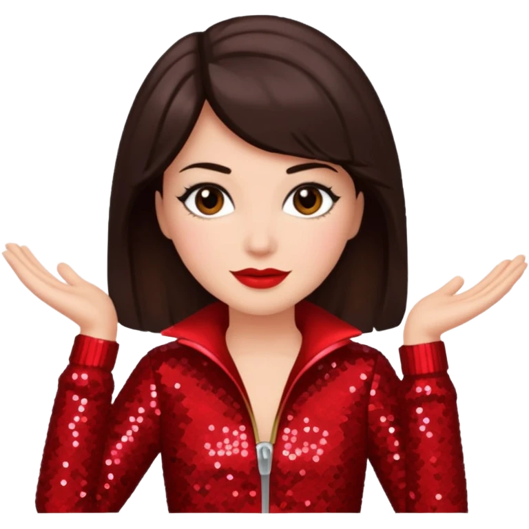 Carol Lawrence with dark brown hair, red sequin outfit emoji