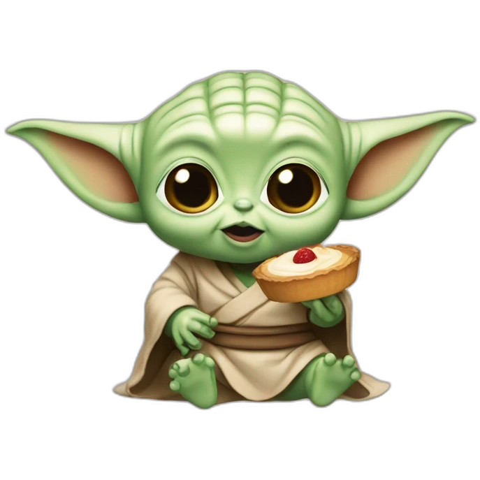 Bébé yoda qui mange un gâteaux emoji