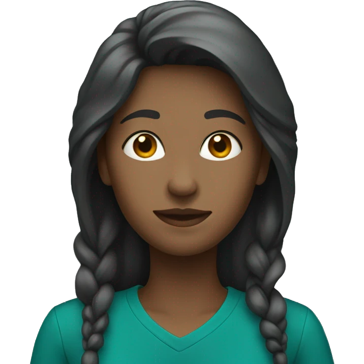 female with the shirt that is colored dark teal emoji