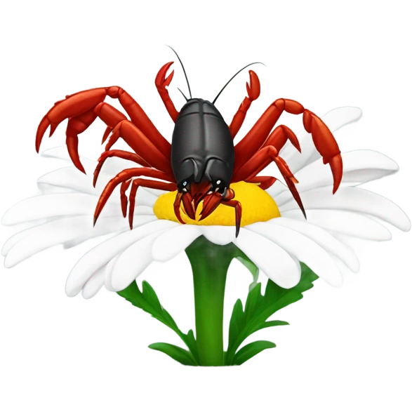 Crawfish holding a daisy in its claws emoji