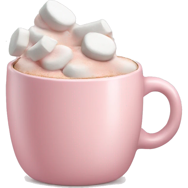Light Pink mug of hot chocolate with marshmallows  emoji