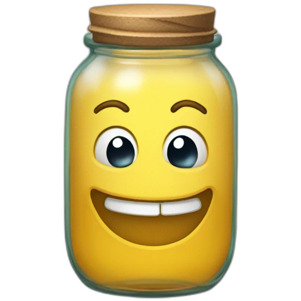 a glass jar of liquid smirks slyly emoji