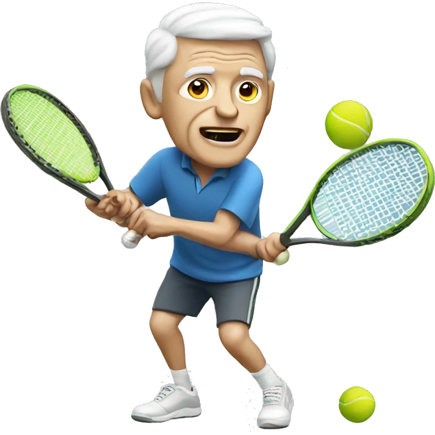 Old white person playing tennis emoji