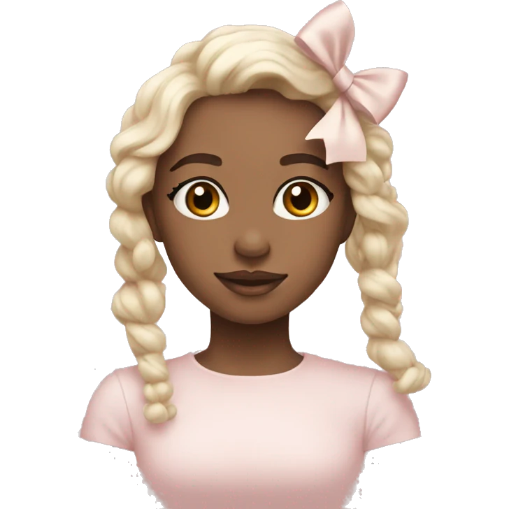 Light powder pink with beige bow emoji