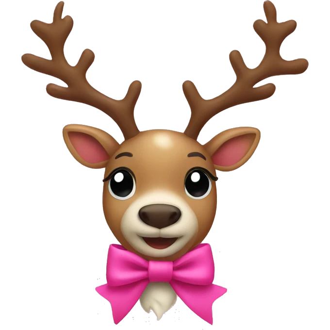 christmas reindeer with a pink bow emoji